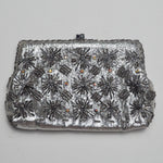 Beaded Silver Debonair Tudor Vintage Clutch - No Chain