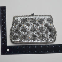 Beaded Silver Debonair Tudor Vintage Clutch - No Chain