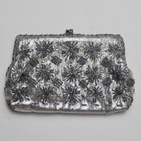 Beaded Silver Debonair Tudor Vintage Clutch - No Chain