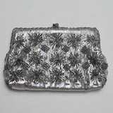 Beaded Silver Debonair Tudor Vintage Clutch - No Chain