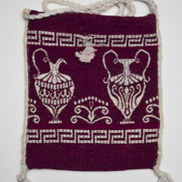 Maroon + White Woven Vase Bag