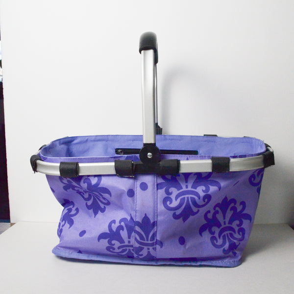 Purple Fabric Basket with Metal Frame