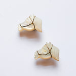 Carved Shell Horse Head Cufflinks - Missing Eye Gems