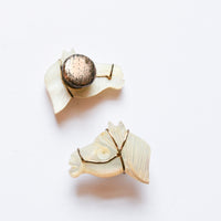 Carved Shell Horse Head Cufflinks - Missing Eye Gems