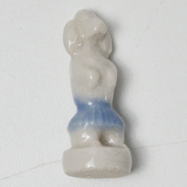 White Poodle in Blue Skirt Figurine