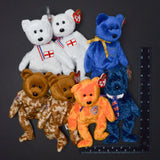 Patriotic English + EU Beanie Baby Bears - Set of 7