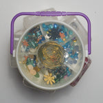 Assorted Brads + Rhinestones in Circular Compartment Case