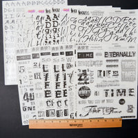 Black Alphabet + Slogan Rub-On Transfer Bundle