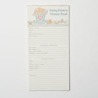 Babysitter's Memo Pad