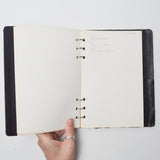 Black Vintage Faux Leather 6-Ring Blank Notebook