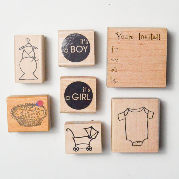 New Baby + Invitation Rubber Stamp Bundle Default Title