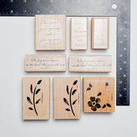 Card Message + Floral Stamps - Set of 8