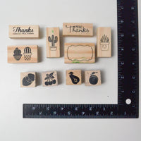 Thank You + Plants and Fruits Rubber Stamps - Set of 10