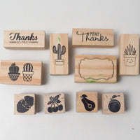 Thank You + Plants and Fruits Rubber Stamps - Set of 10