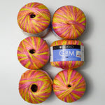 Pink, Orange + Yellow Berroco Gem Sparkly Crochet Ribbon Yarn - 6 Balls