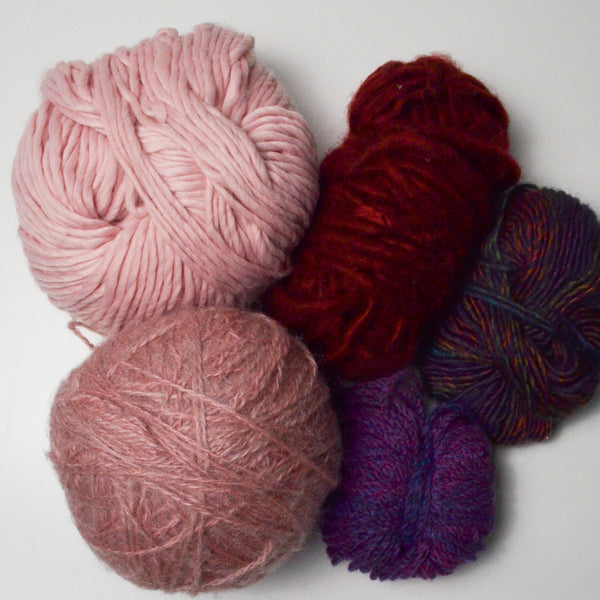 Pink, Purple + Red Bulky + Textured Yarn Bundle