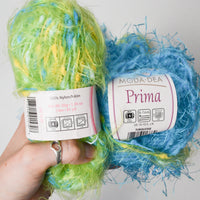 Blue + Green Nylon Eyelash Yarn - 4 Skeins