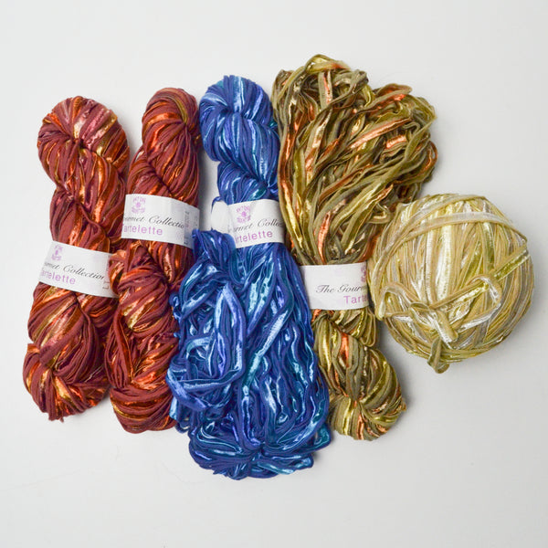 Colorful Knit One + Crochet Too Tartelette Cotton Blend Ladder Ribbon Yarn - 5 Skeins