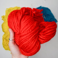 Yellow, Turquoise + Red Super Bulky Wool Quickpoint Needlepoint Yarn