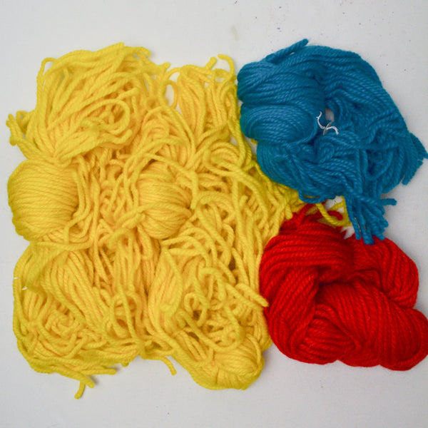 Yellow, Turquoise + Red Super Bulky Wool Quickpoint Needlepoint Yarn