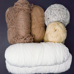 Brown + White Acrylic Yarn Bundle - 7 Skeins