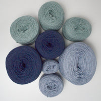 Green + Blue Wool Rug Yarn Bundle - 8 Balls