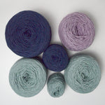 Blue, Green + Purple Wool Rug Yarn Bundle - 6 Balls