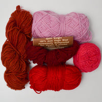 Pink + Red Wool + Natural Fiber Yarn Bundle