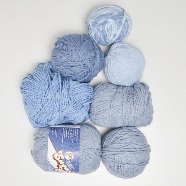 Blue Cotton Yarn Bundle - 7 Balls