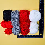 Red, White + Black Yarn Bundle - 7 Balls