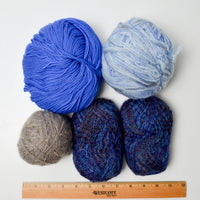 Blue + Brown Mohair Blend Yarn Bundle - 5 Balls