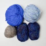 Blue + Brown Mohair Blend Yarn Bundle - 5 Balls