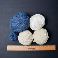 Blue + White Wool, Acrylic + Cotton Blend Yarn - 5 Balls