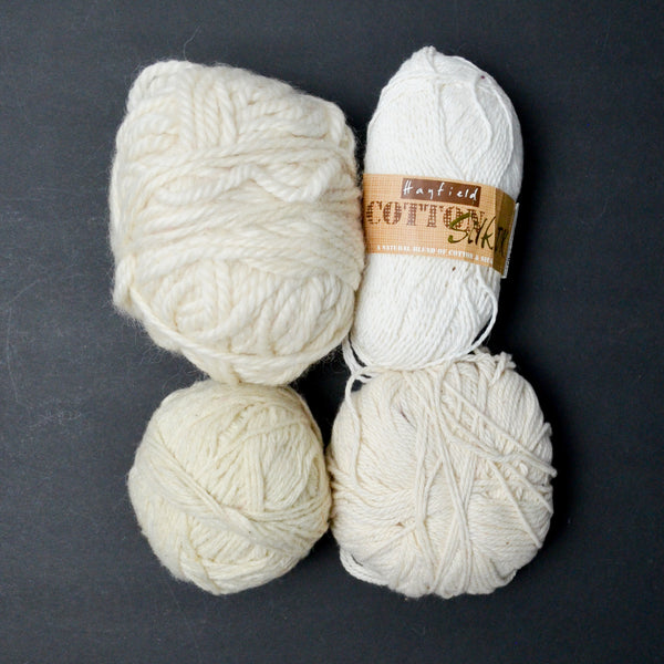 White + Off White Yarn Bundle - 4 Skeins