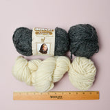 Gray + White Alpaca, Acrylic + Wool Blend Yarn - 4 Skeins