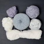 Gray, Purple + White Yarn Bundle - 6 Skeins