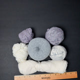 Gray, Purple + White Yarn Bundle - 6 Skeins