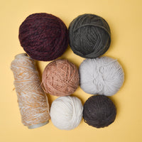 Brown, Burgundy + Olive Wool + Acrylic Blend Yarn Bundle - 7 Skeins