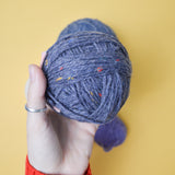 Cream, Blue + Purple Wool + Cotton Yarn Bundle - 5 Balls