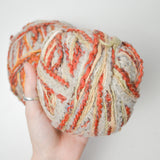 Burnt Orange + Gray Acrylic, Wool + Silk Blend Multi-Strand Textured Yarn