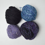 Purple, Blue + Black Wool + Acrylic Yarn Bundle - 4 Balls