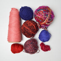 Red + Purple Wool, Acrylic + Silk Yarn Bundle