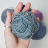 Blue, Purple + Gray Worsted Wool + Cotton Yarn Bundle