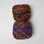 Purple, Green + Orange Variegated Wool Blend Sock Yarn - 2 Balls