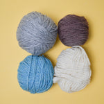 Gray, Brown, White + Teal Worsted Wool Yarn - 4 Balls