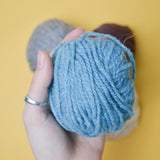 Gray, Brown, White + Teal Worsted Wool Yarn - 4 Balls