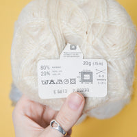 White, Cream + Gray Wool, Acrylic + Mohair Yarn - 3 Skeins