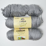 Gray Caron Simply Soft Acrylic Yarn - 3 Skeins