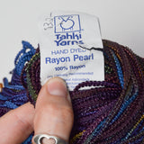 Blue + Brown Variegated Tahki Yarns Hand Dyed Rayon Pearl Yarn - 1 Skein