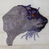 Purple Panther Needlepoint Kit - Started